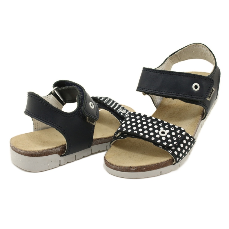 Bartek Tjejens marinblå lädersandaler i prickar 4