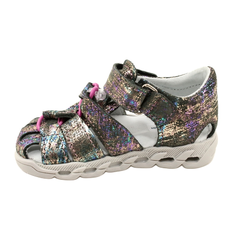 Flickas sandaler glänsande läder mazurek 1364 metallic grå 2