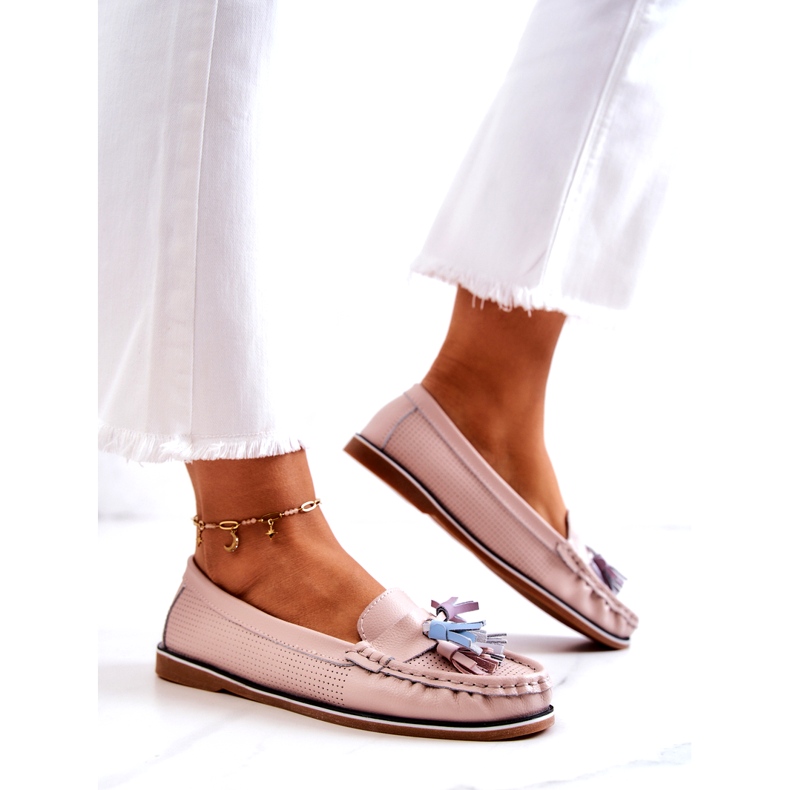 Evento Damläder Loafers med fransar Rosa Laressa 3
