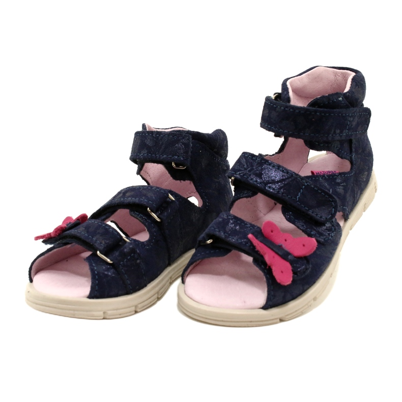 Höga förebyggande sandaler Mazurek 1291 Butterflies blå 3