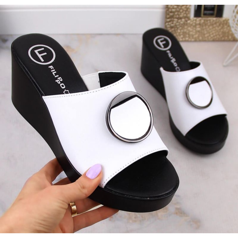 Filippo DK4610 kilmulor i vitt läder 1