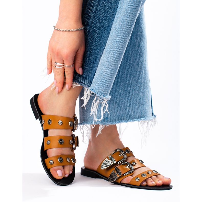 Seastar Snygga tofflor med spännen brun 2