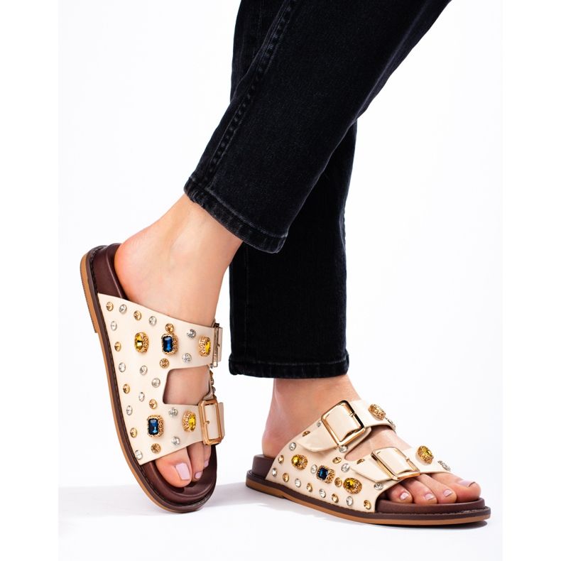 Seastar Fashionabla flipflops med kristaller beige 2