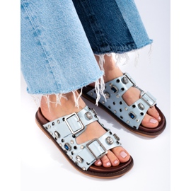 Seastar Fashionabla flipflops med kristaller blå 2