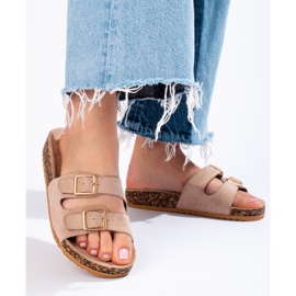 Goodin Bekväma tofflor med spännen beige 1