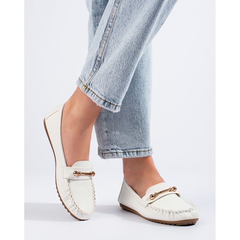 Vita klassiska Shelovet loafers för dam 2