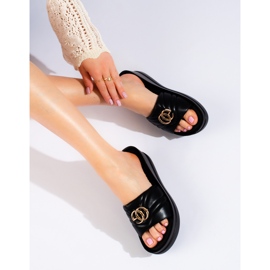 W. Potocki Svarta wedge tofflor dam från Potocki 1