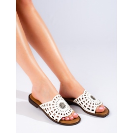 W. Potocki Genombrutna vita tofflor för kvinnor från Potocki 1