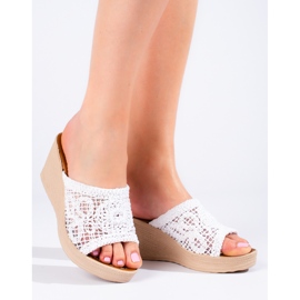 W. Potocki Damtofflor med genombrutet bälte, vit Potocki 1