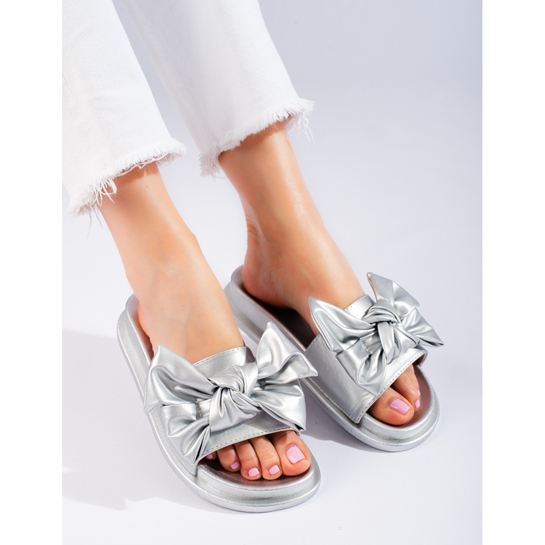 W. Potocki Damtofflor med rosett Potocki silver silver- 1