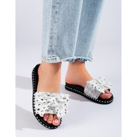 W. Potocki Damtofflor med tjock sula, svart Potocki vit 1