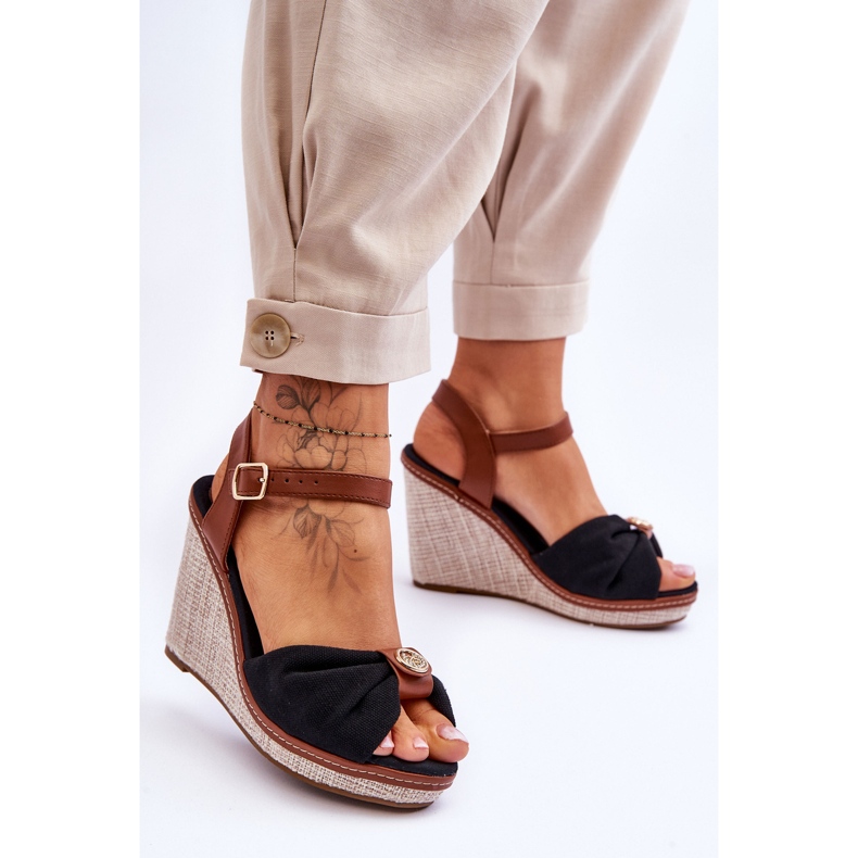 Kvinnorsandaler med dekoration Svart Candice 2