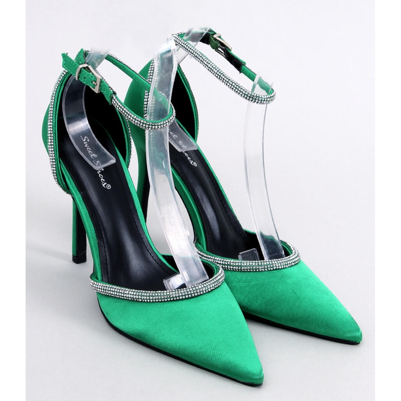 Högklackade pumps med cubic zirconia Conway Green grön 1