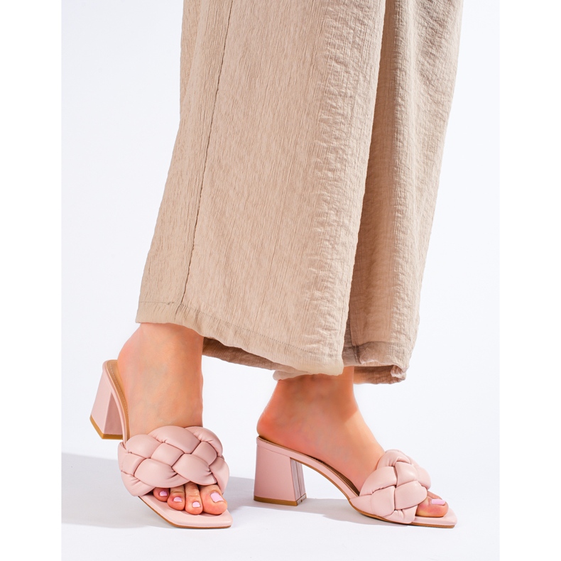 Rosa Shelovet sandaler med klack för kvinnor 1