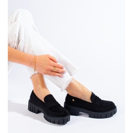 Shelovet loafers i svart mocka för kvinnor 1