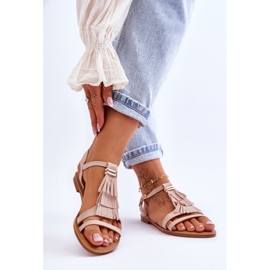 FRJ Sandaler för kvinnor Flat Mocka Boho Beige Lucami 2