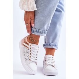 Klassiska sportskor med genombrutna mönster Vit-rosa-guld Gladare 1