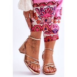 FB2 Fashionabla Felisa rosa guld sandaler med hög klack gyllene 1