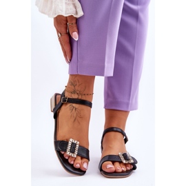 Platta sandaler med guldklackar Svart Mindley 1