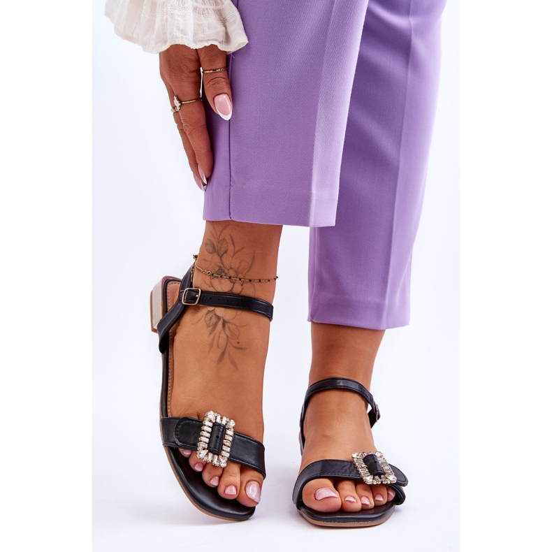 Platta sandaler med guldklackar Svart Mindley 1