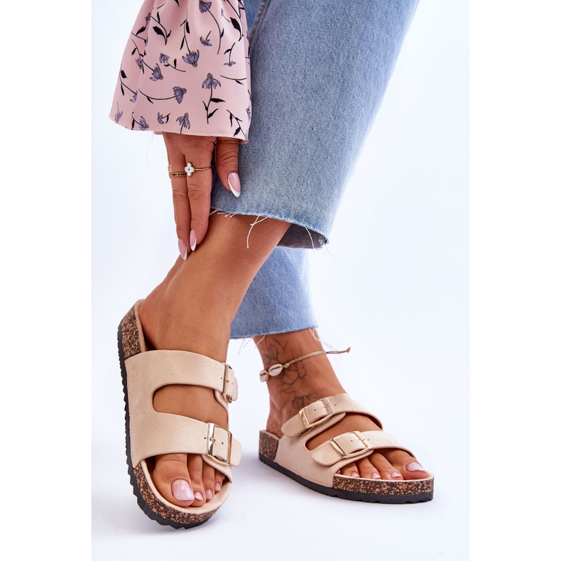 FB2 Damsandaler på korkplattform med ränder Beige Doretta 2