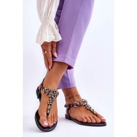 Damsandaler Flip Flops med stenar Svart Lenisa 2