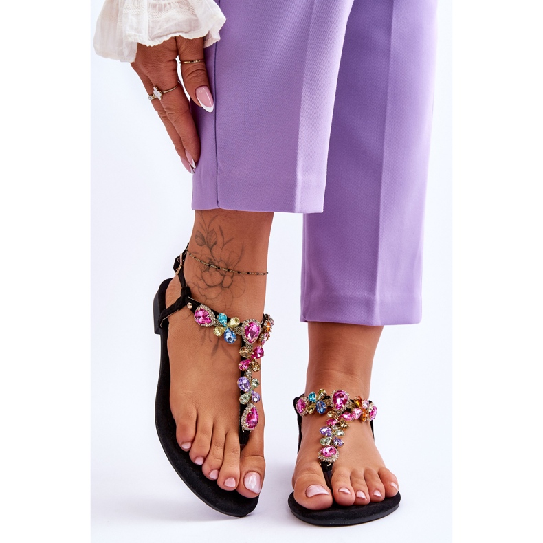 Mocka flip flops med stenar Black Frency svart 1