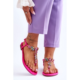 FB2 Rosa mocka flip flops med stenar Frency 1