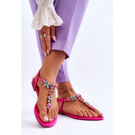 FB2 Rosa mocka flip flops med stenar Frency 2