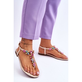 Mocka flip flops med stenar beige frency 2