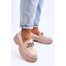 Platform Loafers i mocka för kvinnor Ljusbeige Larey 2
