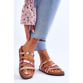 FB2 Platformtofflor för kvinnor med gyllene klöverränder 2