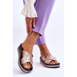 Vinceza Brooklyn-tofflor med guldprydd plattform för kvinnor gyllene 2