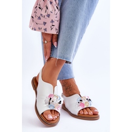 Vinceza Kvinnors lädersandaler med stenar Vit Mersea svart 2