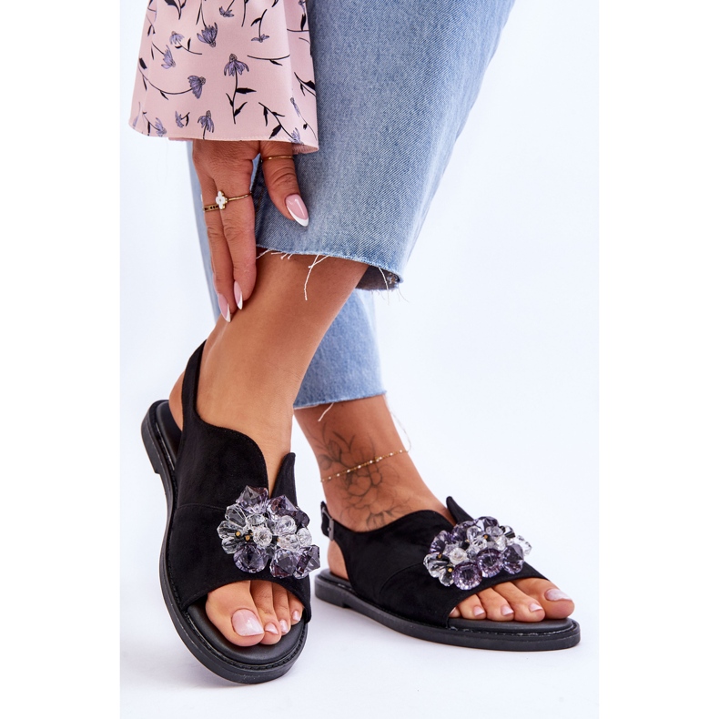 Vinceza Svarta Mersea stenade mockasandaler för kvinnor 2