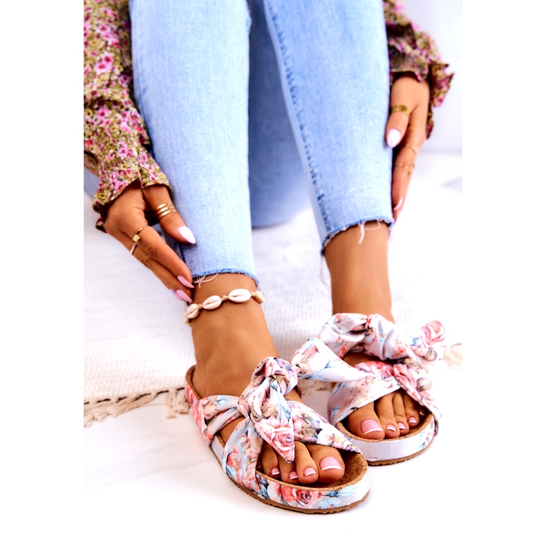 Klassiska tofflor med blommor Big Star JJ274703 Ljusgrå 2