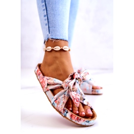 Klassiska tofflor med blommor Big Star JJ274703 Ljusgrå 1