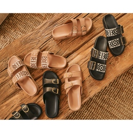 Marco Shoes Tofflor med spännen beige 1