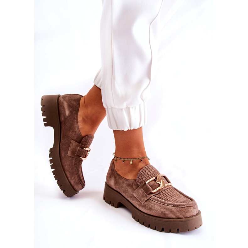 Lemar Kvinnors mocka ljusbruna skor med en prydnad 2