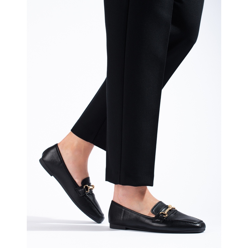 Shelovet svarta mockasiner gjorda av ekologiskt läder 2