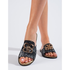 Rosa flip-flops för kvinnor med gulddekor från Shelovet svart 1