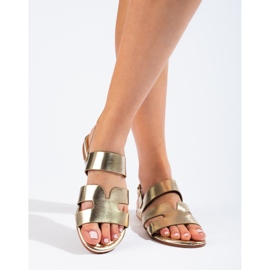Shelovet platta sandaler i guld gyllene 2