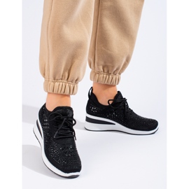 Shelovet svarta wedge sneakers i textil 2