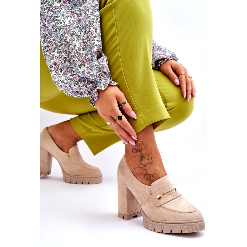 Vinceza Elegant mocka högklackat Beige Mintore 4