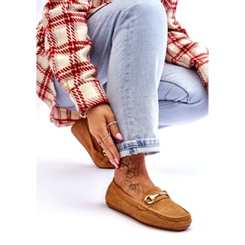 Klassiska mockasiner i mocka med kameldekoration brun 2