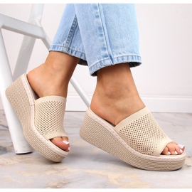 Beige wedge tofflor dam T.Sokolski MU100 1
