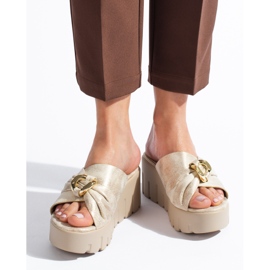 Shelovet-tofflor i guld för kvinnor gyllene 1