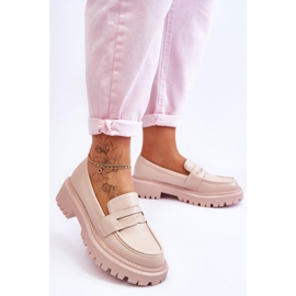 Riverside Beige Läder Platform Slip-On Loafers 2