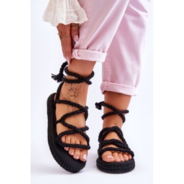 Knytna sandaler på en tjock plattform Svart kan inte vänta 1