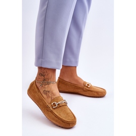 Klassiska Loafers i mocka med Camel Amera-utsmyckning brun 2